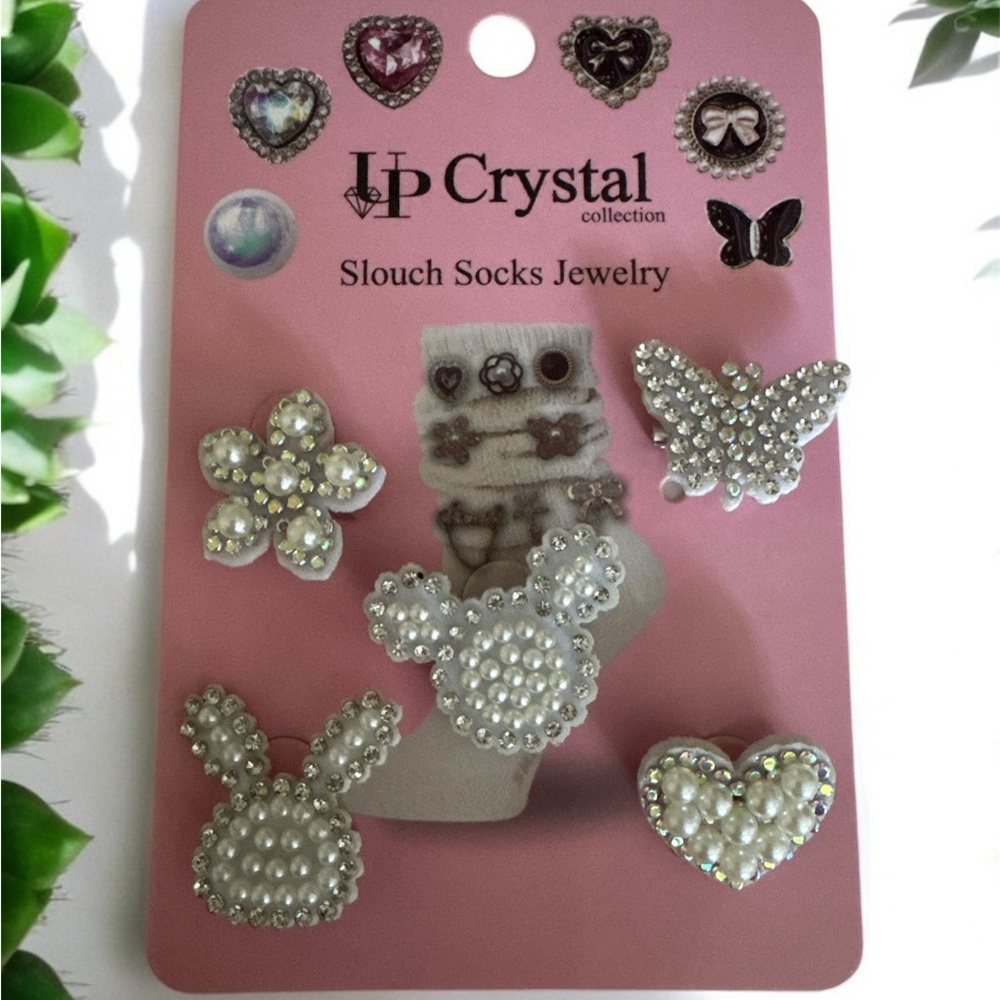 Silver Crystal Hosiery Accessories with Intricate Designs